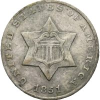 1851 USA 3 cents, 1/1+