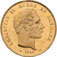 1890 Danmark 20 kroner Christian IX, kantmerker, 0/01