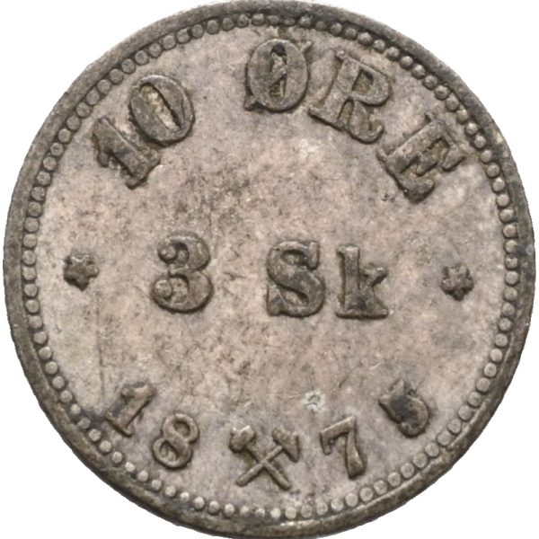 1875 10 øre/ 3 skilling Oscar II, 1+