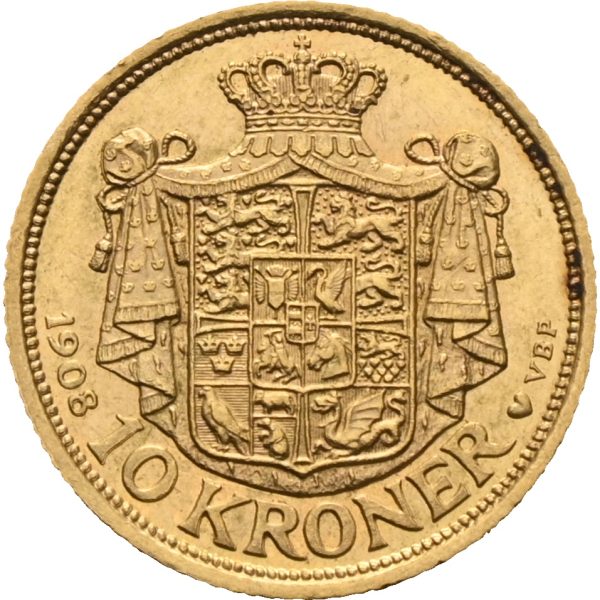 1908 Danmark 10 kroner Frederik VIII, 01