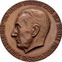 1957 Jacob Hvinden Haug Den Norske Frimurerordens Stormester, 56 mm, bronse, 0