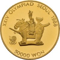 1987 Sør Korea 50.000 won, 33,62 g .925 gull, 0