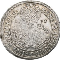 1633 Nürnberg thaler med tittel Ferdinand II, renset, justerspor, 1
