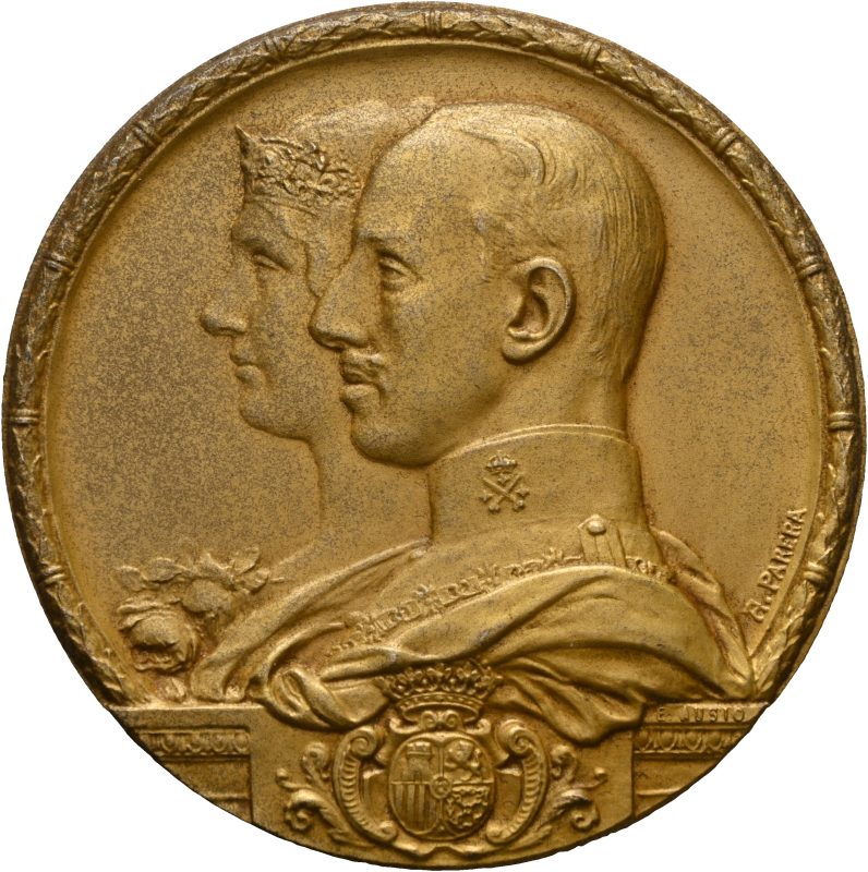 1929 Spania Verdens utstilling Alfonso XIII, 49,9 mm, forgylt sølv, 0/01