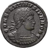Æ follis Constantius II (337-361 e.Kr.), 2,60 g, Siscia, 01