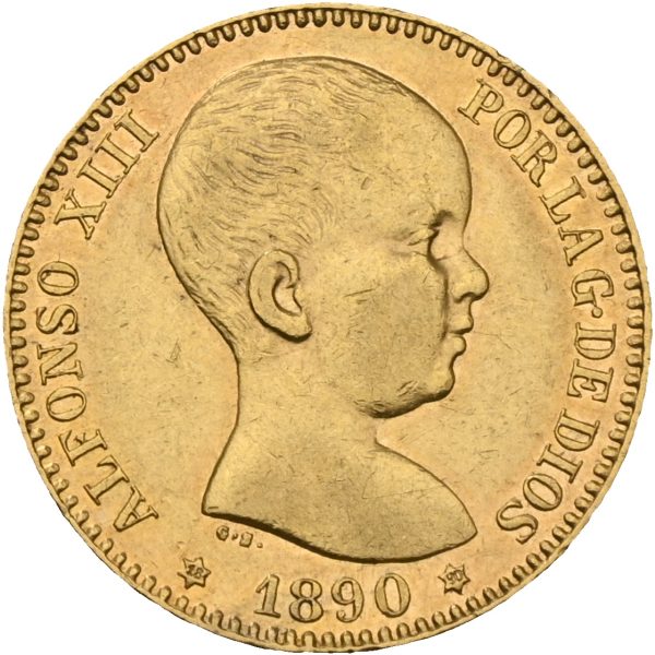 1890 Spania 20 pesetas Alfonso XIII, Madrid, 1+