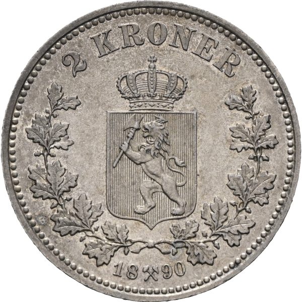 1890 2 kroner Oscar II, 0/01