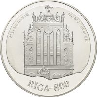 1997 Latvia 10 latu Riga 800 år, proof