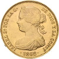 1868 Spania 10 escudos Isabella II, Madrid, 01