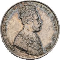 1860 Kastepenning til kroningen Carl XV, 30 mm, sølv, 1+/01