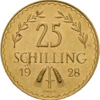 1928 Østerrike 25 schilling, 1. republikk, 0/01
