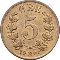 1902 5 øre Oscar II, 0/01