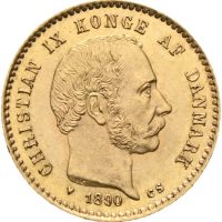 1890 Danmark 10 kroner Christian IX, 0/01