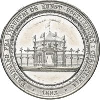 1883 Erindring fra Industri og Kunst-utstillingen i Christiania, 41 mm, tinn, 01