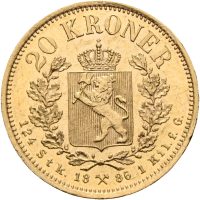 1886 20 kroner Oscar II,0/01