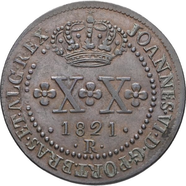 1821 Brasil 20 reis João VI, Rio, 1+