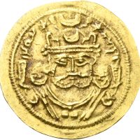 591-628 e. Kr. Sassanideriket AV dinar Khusro II, 4,04 g, 1+/01