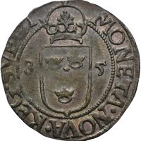 1585 Sverige 1/2 öre Johan III (1568-1592), pent!, 0/01