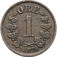 1878 1 øre Oscar II, 01