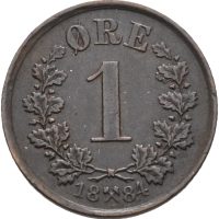 1884 1 øre Oscar II, 01