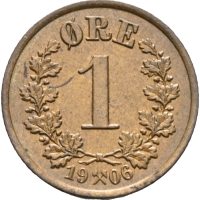 1906 1 øre Haakon VII, 0
