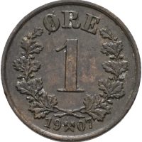 1907 1 øre Haakon VII, 01