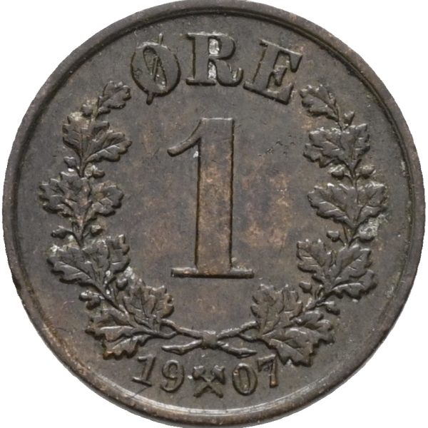 1907 1 øre Haakon VII, 01