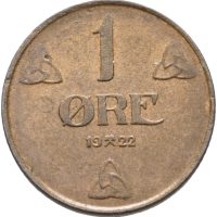 1922 1 øre Haakon VII, bronse, 01