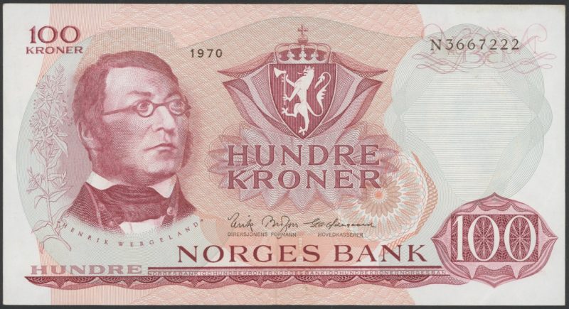 1970 100 kroner N3667222, 1/1+