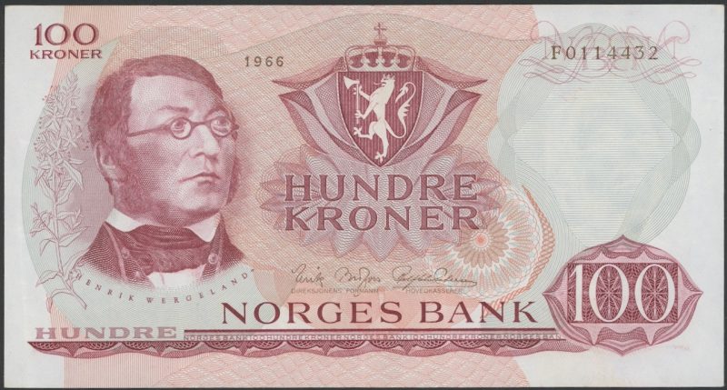 1966 100 kroner F0114432, 1/1+