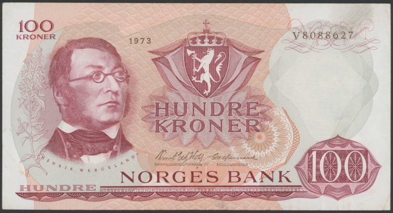 1973 100 kroner V8088627, flekk, 1