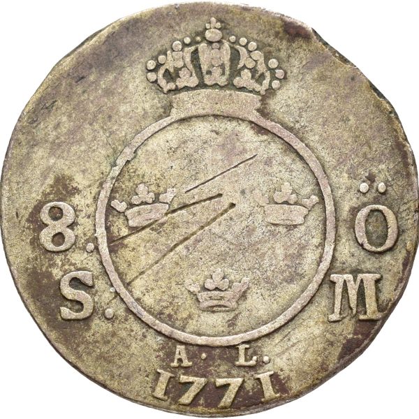 1771 Sverige 8 öre Adolf Fredrik, ripe, 1-