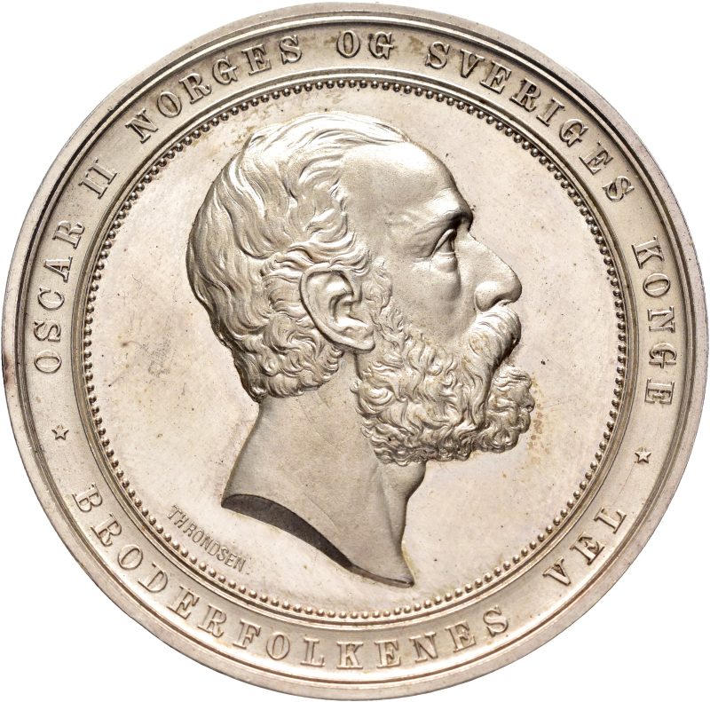 1892 Det 9. alminnelige norske landbruksmøte Kristiania, Throndsen, sølv, 45 mm, lett pusset, 0/01