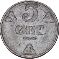 1945 5 øre, jern, 0/01