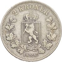 1885 2 kroner Oscar II, graffiti,1
