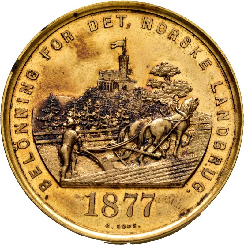 1877 Prismedalje Landbruksutstillingen i Christiania, Oscar II, flekker, 01