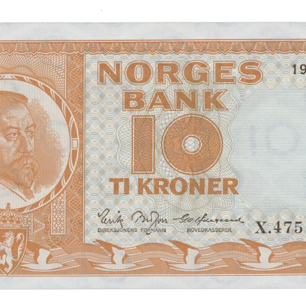 1970 10 kroner X.4759524, Erstatningsseddel, 0/01