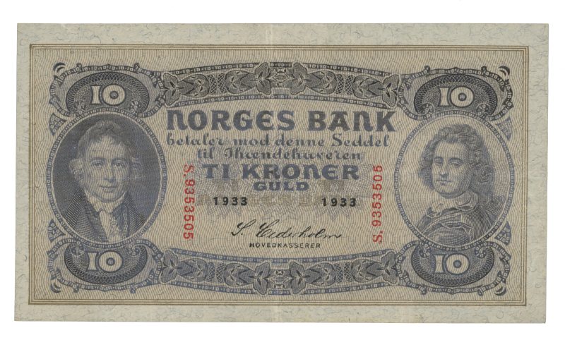 1933 10 kroner S. 9353505, 2. utgave, 1
