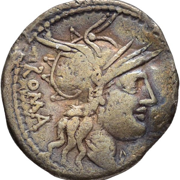 120 f. Kr. AR denarius Marcus Tullius, Viktoria, Roma, 1/1-
