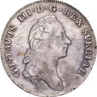 1781 Sverige riksdaler Gustav III (1771-1792), anhengt, 1/1-
