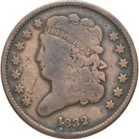 1832 USA 1/2 cent, 2