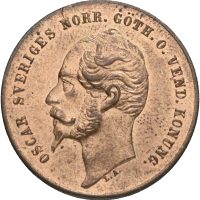 1858 Sverige 2 öre Oscar I (1844-1859), 0