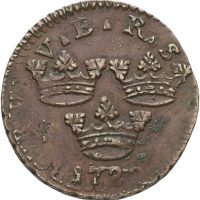 1720 Sverige öre Ulrika Eleonora, overpreget på Karl XII Merkur, 1+/01