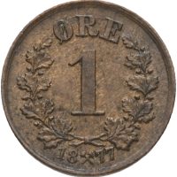 1877 1 øre Oscar II, 01
