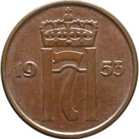 1953 5 øre Haakon VII, 0