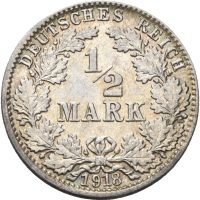 1918 J Tyskland ½ reichsmark, 0/01