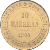 1904 Finland 10 markkaa Nikolai II, Gulltransport, 01