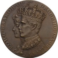 1906 kong Haakon VII og dronning Maud kroningen, Throndsen, 40 mm, bronse, 0/01