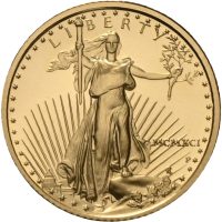 1991 USA 5 dollar, 1/10 oz rent gull, proof