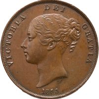 1854 England penny Victoria (1837-1901), 01
